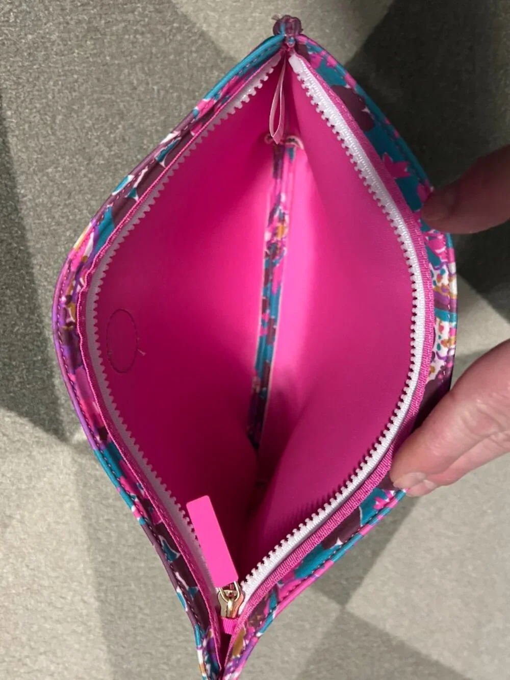 Lilly Pulitzer Orchid You Not Swim NEOPRENE ZIP POUCH Beach Travel Teal/Pink